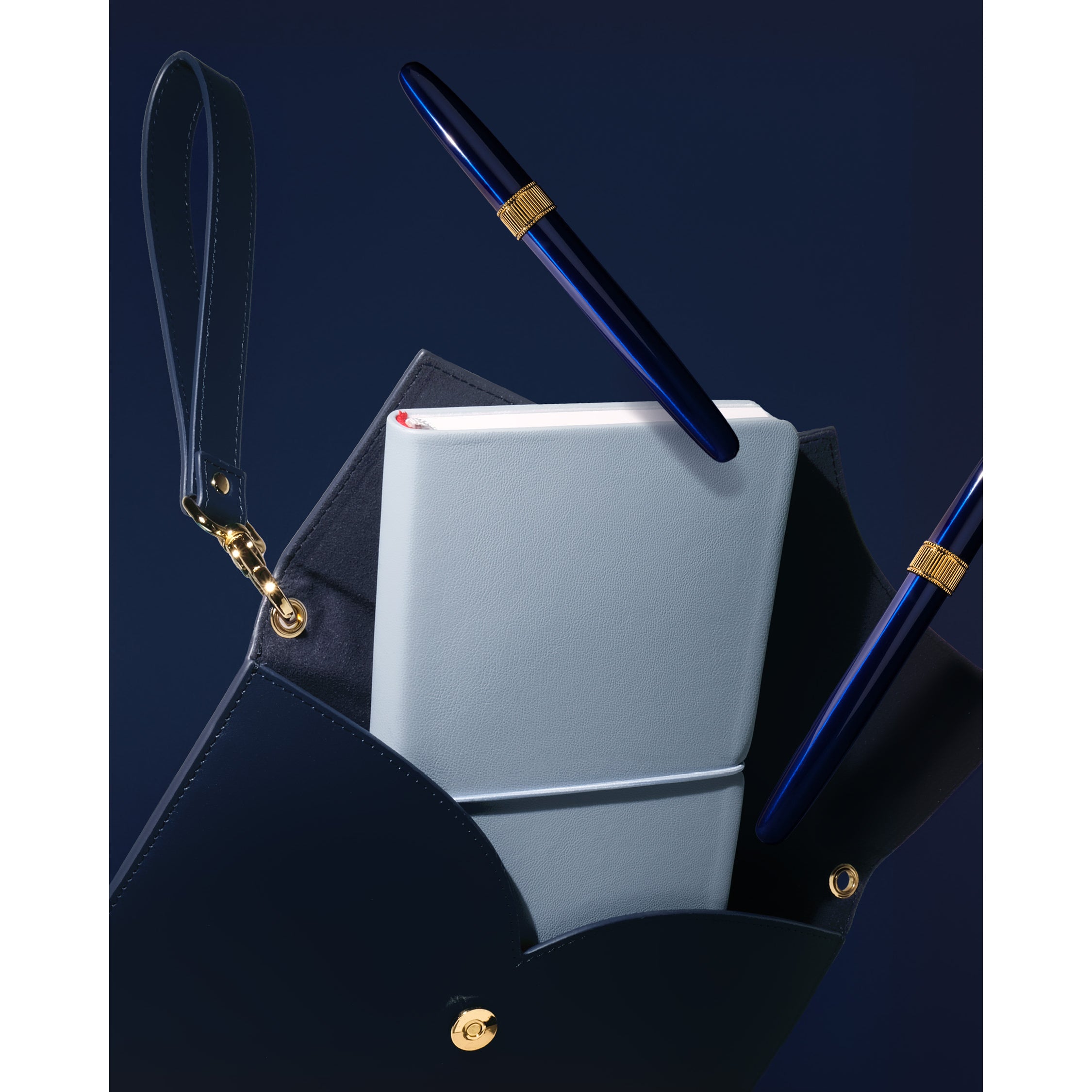 Leather Stationery Collection - The Pendant Folio A5 / Navy